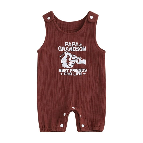 Suealasg Baby Boys Tank Romper Casual Round Neck Sleeveless Letter Print Jumpsuit 3M 6M 12M 18M 24M Infant Boys Summer Clothes