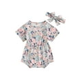 thumbnail image 1 of Suealasg Baby Girl 2Pcs Summer Outfits Short Sleeve Cherry Print Romper +Headband Set 3 6 9 12 18 Months Infant Newborn Girl Clothes, 1 of 7