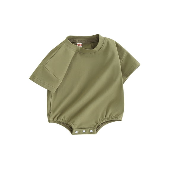 Suealasg Baby Girl Boy Clothes Infant Romper Bodysuit Short Sleeve Solid Color Jumpsuit Newborn Summer Casual Playsuit 0-18 Months