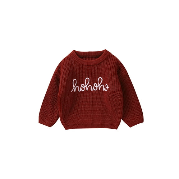 Suealasg Baby Girl Boy Knit Sweater Long Sleeve Round Neck Letter Embroidered Knit Pullover Sweater 1T 2T 3T Toddler Fall Winter Clothes