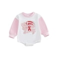 thumbnail image 1 of Suealasg Baby Girl Bubble Romper Long Sleeve Crew Neck Football Embroidery Bodysuit Newborn Clothes, 1 of 1