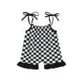 thumbnail image 1 of Suealasg Baby Girl Clothes 3 6 12 18 24 Months Sleeveless Summer Romper Overalls Tie-Up Spaghetti Straps Checkerboard Print Bodysuit Jumpsuit, 1 of 6