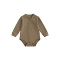 thumbnail image 1 of Suealasg Baby Girl Clothes Infant Romper Bodysuit Long Sleeve Crew Neck Front Button Up Jumpsuit Newborn Spring Casual Playsuit 0-18 Months, 1 of 8