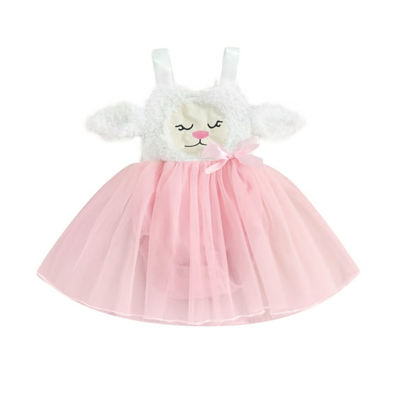 Suealasg Baby Girl Easter Clothes Sleeveless Bunny Embroidery Tulle Patchwork Romper Dress 6M 12M 18M 24M Infant Newborn Girls Summer Photoshoot Dress