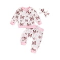 thumbnail image 1 of Suealasg Baby Girl Fall Outfits 6M 1T 2T 3T 4T Toddler Girl Clothes Long Sleeve Floral Butterfly Print Pullover Tops +Long Pants+Headband 3Pcs Little Girl Casual Autumn Tracksuit Clothing, 1 of 7