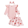 thumbnail image 1 of Suealasg Baby Girl Fall Outfits Long Sleeve Romper +Floral Strawberry Print Suspender Skirt +Headband 3 6 12 18 Months Infant Girls Cute 3Pcs Clothes, 1 of 7