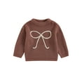 thumbnail image 1 of Suealasg Baby Girl Knit Sweater Long Sleeve Bowknot Embroidery Chunky Pullover Sweater 6M 1T 2T 3T Toddler Girl Fall Winter Warm Sweater Top, 1 of 7