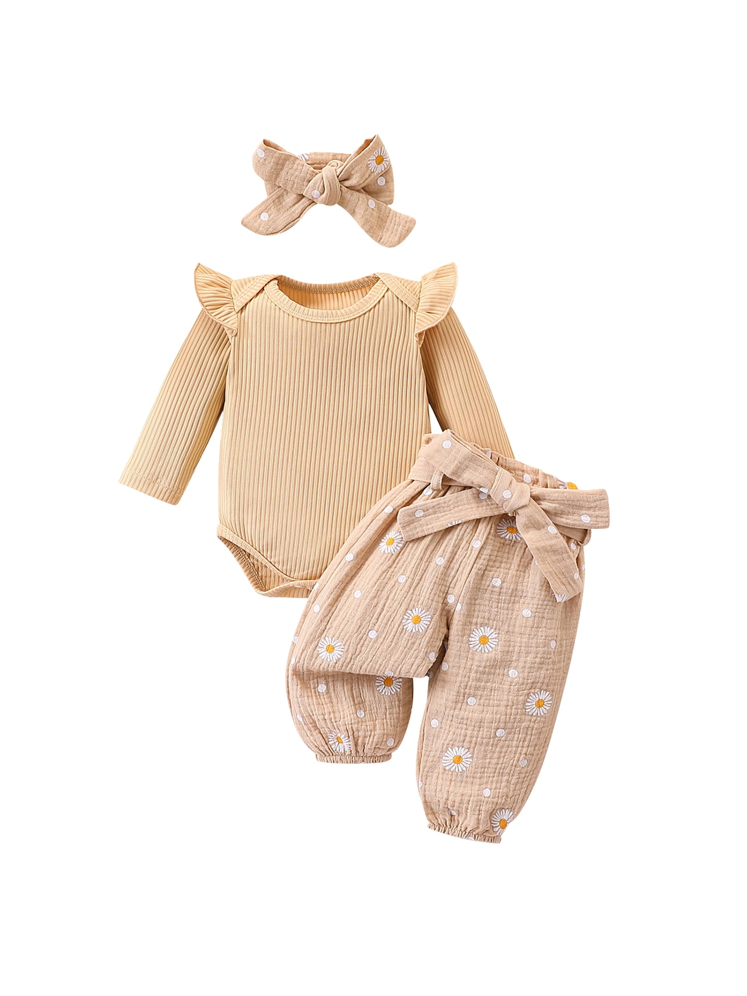 Suealasg Baby Girl Outfit Newborn Girl Spring Fall 4Pcs Clothes 3 6 12