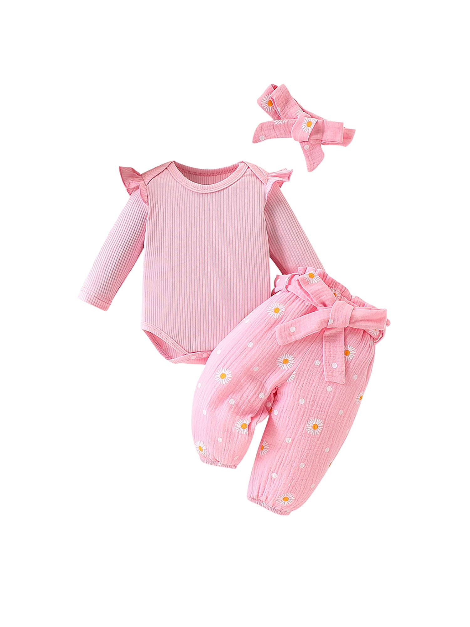 Suealasg Baby Girl Outfit Newborn Girl Spring Fall 4Pcs Clothes 3 6 12