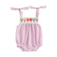 thumbnail image 1 of Suealasg Baby Girl Plaid Sleeveless Bodysuit Ice Cream Embroidery Tie Shoulder Romper Summer Clothes, 1 of 9
