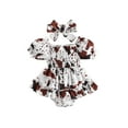 thumbnail image 1 of Suealasg Baby Girl Western Outfit Short Sleeve Off-shoulder Spots Printed Dress with Headband Birthday Photoshoot Dress Summer Clothes for Toddler, 1 of 9