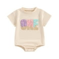 thumbnail image 1 of Suealasg Baby Girls 1st Birthday Rompers Short Sleeve Letter Print Bodysuit Jumpsuit 6 12 18 Months Infant Summer Overalls One Piece Clothes, 1 of 1