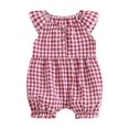 thumbnail image 1 of Suealasg Baby Girls 3-Pack Romper Bodysuit Fly Sleeve Round Neck Plaid Buttons Up Jumpsuits 3 6 12 18 Months Infant Girls Summer Casual Jumpsuits Clothes, 1 of 7
