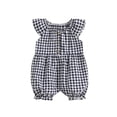 thumbnail image 1 of Suealasg Baby Girls 3-Pack Romper Bodysuit Fly Sleeve Round Neck Plaid Buttons Up Jumpsuits 3 6 12 18 Months Infant Girls Summer Casual Jumpsuits Clothes, 1 of 1