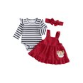 thumbnail image 1 of Suealasg Baby Girls 3Pcs Fall Winter Clothes 3 6 12 18 Months Infant Girls Christmas Thanksgiving Outfits Long Sleeve Romper +Corduroy Overall Skirt  + Headband Set, 1 of 7