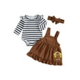 thumbnail image 1 of Suealasg Baby Girls 3Pcs Fall Winter Clothes 3 6 12 18 Months Infant Girls Christmas Thanksgiving Outfits Long Sleeve Romper +Corduroy Overall Skirt  + Headband Set, 1 of 7