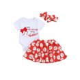 thumbnail image 1 of Suealasg Baby Girls 3Pcs Summer Skirt Outfits 3 6 12 18 Months Infant Short Sleeve Romper Tiered Baseball Print Skirt Headband Sets Newborn Girls Baseball Clothes, 1 of 8
