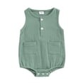 thumbnail image 1 of Suealasg Baby Girls Boys Bodysuit Newborn Tank Romper Sleeveless Button Down Solid Color Jumpsuit Infant Summer Clothes for Boys Girls, 1 of 8