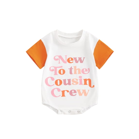 Suealasg Baby Girls Boys Casual Romper Letter Print Round Neck Short Sleeve Bodysuit 0-18 Months Newborn Summer Clothes
