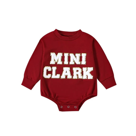 Suealasg Baby Girls Boys Christmas One Piece Romper Infant Girls Boys Long Sleeve Crewneck Letter Print Onesie Bodysuits 6M 12M 18M 24M Toddler Casual Fall One Piece Clothes