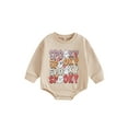 thumbnail image 1 of Suealasg Baby Girls Boys Halloween Bubble Romper Long Sleeve Round Neck Letter Ghost Print Bodysuit 3 6 12 18 Months Infant Boys Girls Halloween Clothes, 1 of 7