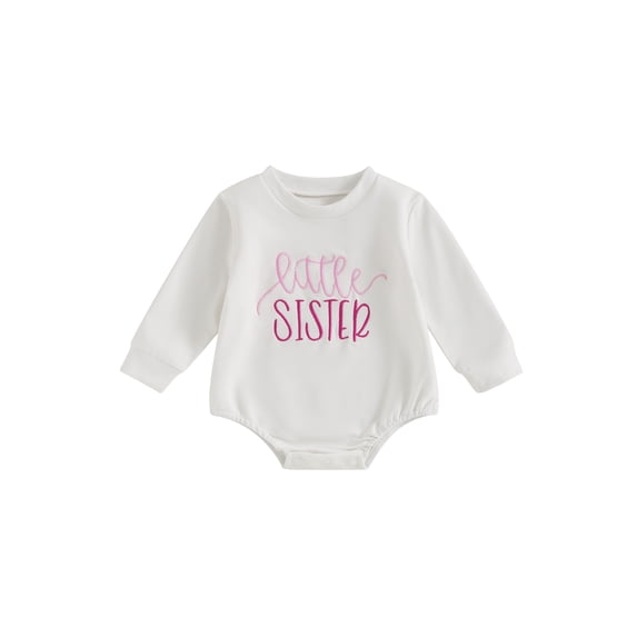 Suealasg Baby Girls Clothes 3 6 12 18 Months Infant Long Sleeve Crew Neck Embroidery Letters Bodysuit Fall Junmpsuit One Piece