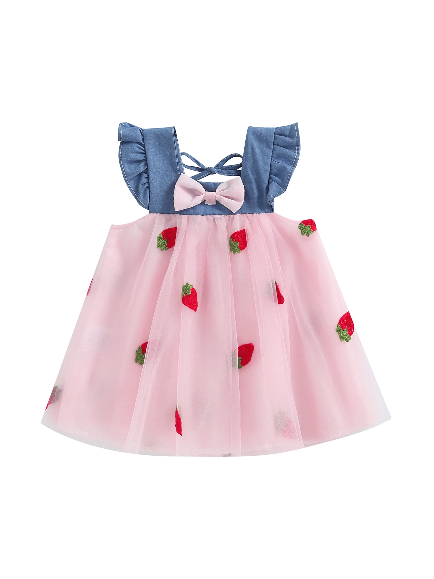 French Design Summer Baby Kids Girls Short Sleeves Square Neck Floral Dress