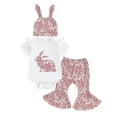 thumbnail image 1 of Suealasg Baby Girls Easter 3Pcs Clothes Set Short Short Sleeve Bunny Print Romper with Floral Flare Pants and Hat Infant Newborn Summer Outfits, 1 of 9