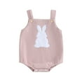 thumbnail image 1 of Suealasg Baby Girls Easter Clothes Newborn Girls Corduroy Romper 3M 6M 12M 18M Sleeveless Square Neck Rabbit Print Bodysuit Infant Spring Casual Overalls Jumpsuit, 1 of 9