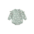 thumbnail image 1 of Suealasg Baby Girls Fall Bubble Romper Long Sleeve Round Neck Flower Print Bodysuit 3 6 12 18 Months Infant Girls Autumn One Piece Clothes, 1 of 7