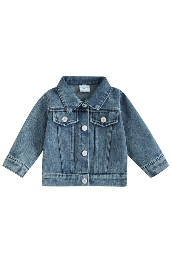 Baby Girls Fall Denim Jacket Clothes 3M 6M 12M 18M Infant Long Sleeve Letter Embroidery Button Jean Cardigan Coat Autumn Casual Outwear Clothing for Newborn Girls
