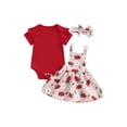 thumbnail image 1 of Suealasg Baby Girls Outfit 3 6 12 18 24 Months Infant Girls Short Sleeve Ribbed Romper Daisy Print Suspender Skirt Headband Set 0-18M 3Pcs Newborn Girl Summer Clothes, 1 of 9