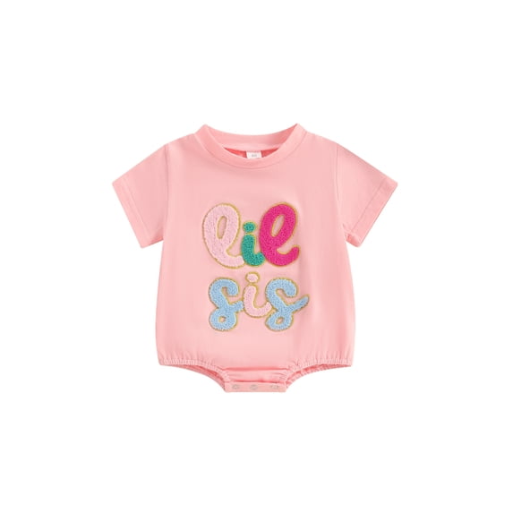 Suealasg Baby Girls Outfit Short Sleeve Crew Neck Letter Print Romper Bodysuit 3M 6M 12M 18M Cute Summer One Piece Clothes for Newborn Girls