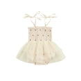 thumbnail image 1 of Suealasg Baby Girls Romper Dress 3 6 12 18 Months Infant Sleeveless Tie-up Butterfly Print Pleated Tulle Bodysuit Newborn Summer Clothes, 1 of 6