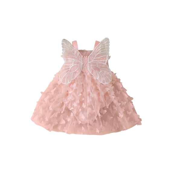 Suealasg Baby Girls Romper Dress Sleeveless Flower Butterfly Tulle A-line Dress 6M 12M 18M 24M Infant Newborn Girls Summer Photo Shoot Birthday Party Clothes