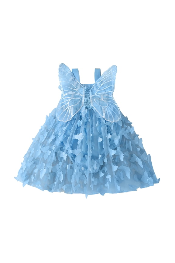 Baby Girls Romper Dress Sleeveless Flower Butterfly Tulle A-line Dress 6M 12M 18M 24M Infant Newborn Girls Summer Photo Shoot Birthday Party Clothes