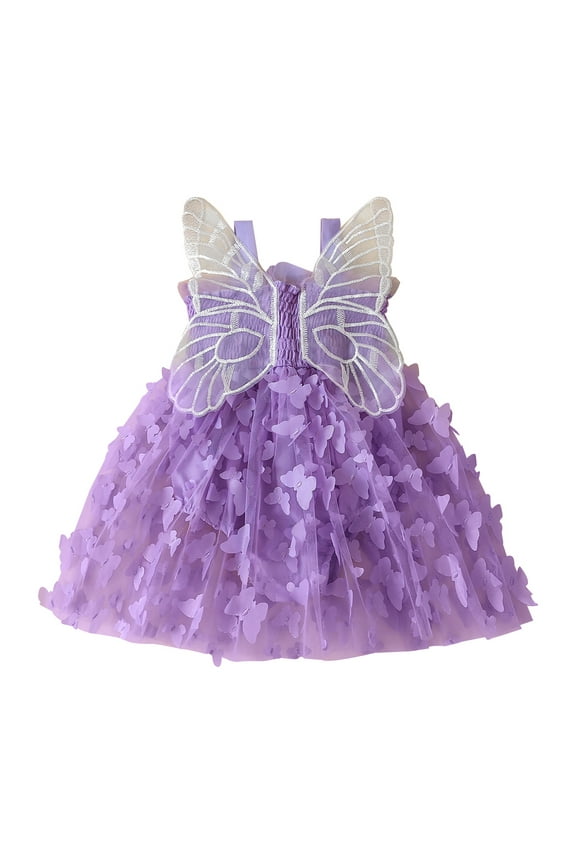 Baby Girls Romper Dress Sleeveless Flower Butterfly Tulle A-line Dress 6M 12M 18M 24M Infant Newborn Girls Summer Photo Shoot Birthday Party Clothes