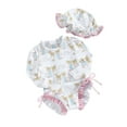 thumbnail image 1 of Suealasg Baby Girls Romper Swimsuit 3 6 12 18 24 Months Infant Girls Floral/Ice Cream Print Long Sleeve One Piece Swimwear Summer Swimming Suit Beach Wear with Sun Hat, 1 of 9