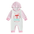 thumbnail image 1 of Suealasg Baby Girls Valentine's Day Jumpsuit 3M 6M 12M 18M Infant Girls Spring  Long Sleeve Letter Heart Print Hooded Striped Romper, 1 of 9