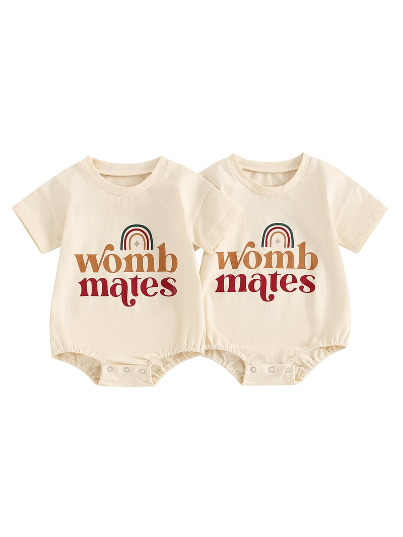 Suealasg Baby Twins Bodysuits Newborn Baby Girl Boy Short Sleeve