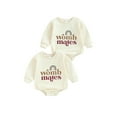 thumbnail image 1 of Suealasg Baby Twins Sweatshirts Rompers Newborn Baby Girl Boy Short Sleeve Letter Rainbow Print Bodysuits Twins Boy Girl Matching Outfits, 1 of 7