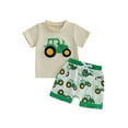 thumbnail image 1 of Suealasg Boys Summer Shorts Sets Short Sleeve O Neck Tractor Embroidery Tops Drawstring Shorts Sets, 1 of 9