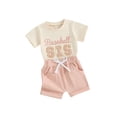 thumbnail image 1 of Suealasg Brother Sister Matching Outfits Letter Embroidery Short Sleeve T-Shirt with Solid Color Shorts Toddler Baby Summer 2Pcs Outfit for Boys Girls, 1 of 9