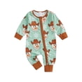 thumbnail image 1 of Suealasg Christmas Baby Girls Boys Footies Pajamas Long Sleeve Rompers Snowman Print Zip Up Full Length Jumpsuit 3 6 12 18 Months Infant Fall Coming Home Clothes, 1 of 8