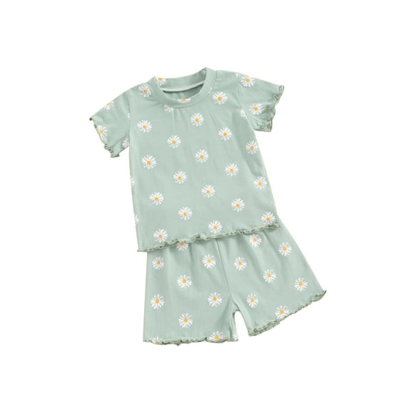 Suealasg Floral Print Short Sleeve Top Shorts Outfit Set (Toddler Girl's)