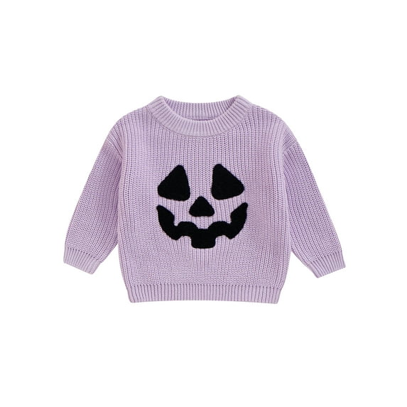 Suealasg Halloween Toddler Girls Boys Sweater Long Sleeve Crewneck Pumpkin Print Knitwear Pullover Tops 1T 2T 3T 4T 5T Kids Halloween Clothes