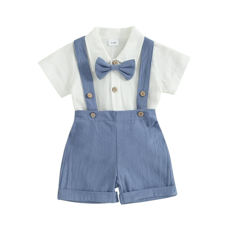 Suealasg Infant Baby Boy Gentleman Suit Outfit Short Sleeve Romper