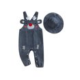 thumbnail image 1 of Suealasg Infant Baby Boy Girl Denim Suspender Jumpsuit Newborn Sleeveless Elk Print Overalls Hat Toddler Causal Bodysuit Clothes 0-24 Months, 1 of 8