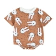 thumbnail image 1 of Suealasg Infant Baby Boys Girls Easter Romper Bunny Print Short Sleeve Round Neck Bodysuits 3M 6M 12M 18M Newborn Summer Playsuit, 1 of 9