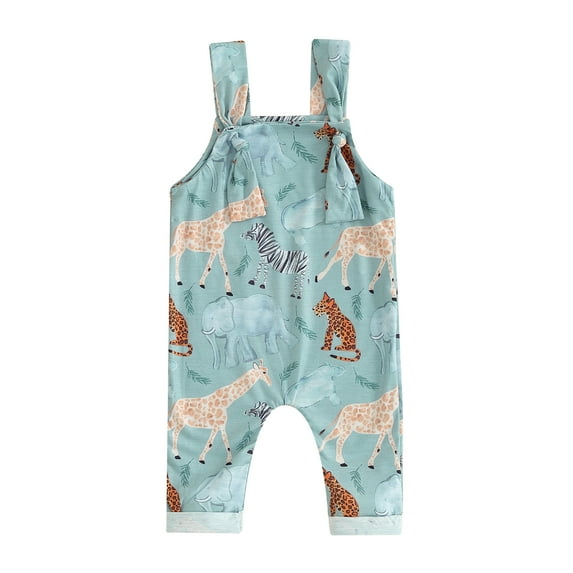 Suealasg Infant Baby Boys Girls Spring Overalls Newborn Sleeveless Animal Print Romper Jumpsuit Toddler Causal Bodysuit 0-24M